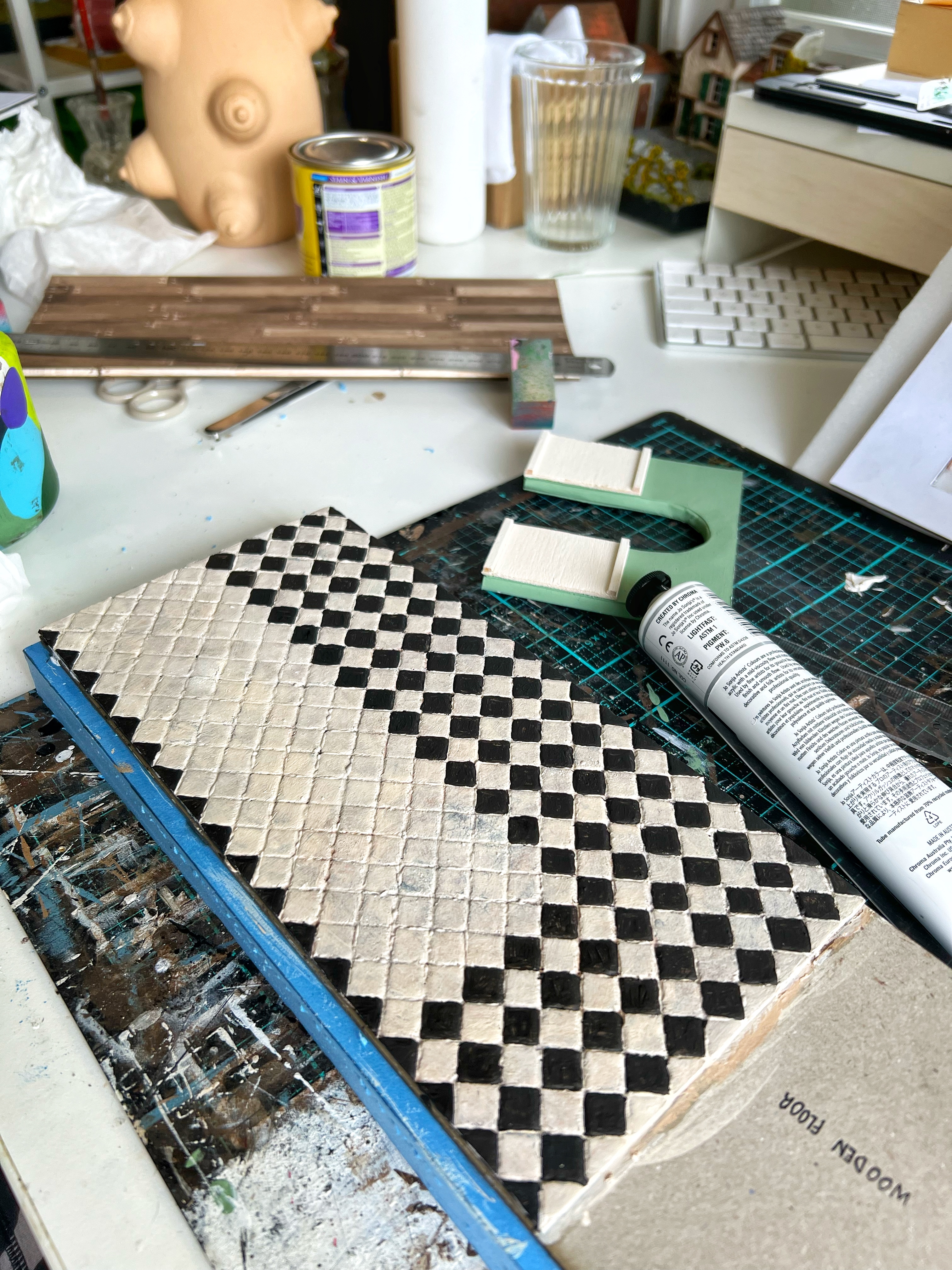 Tiles being painted